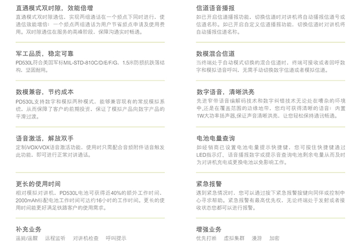 海能达PD530L对讲机特性