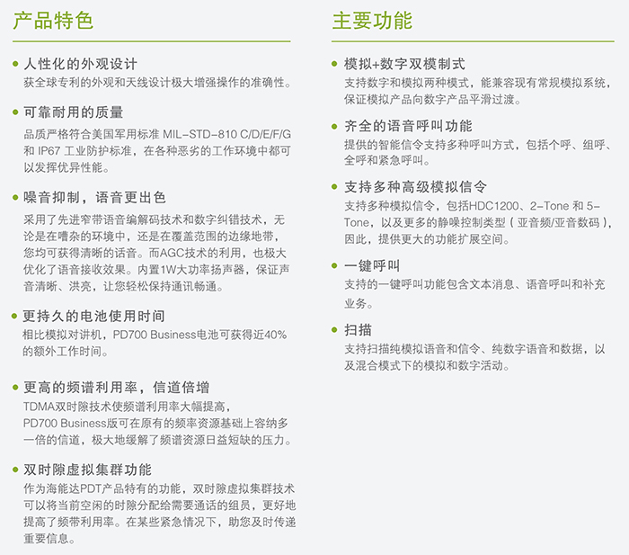海能达PD700Business对讲机产品特色