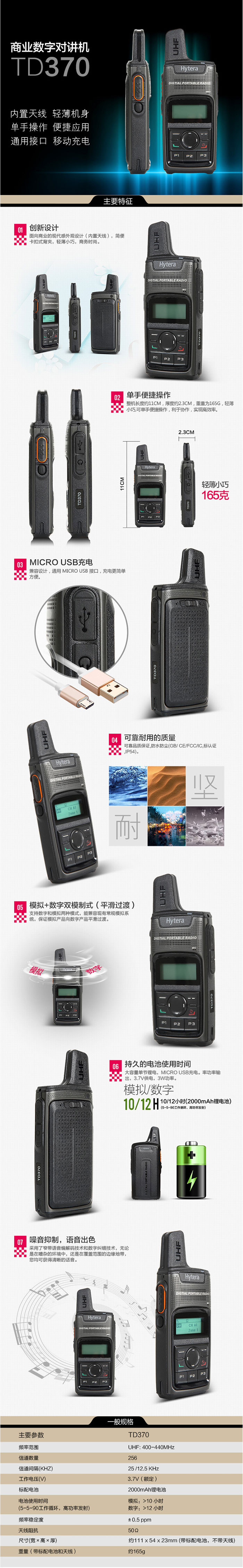 海能达TD370对讲机