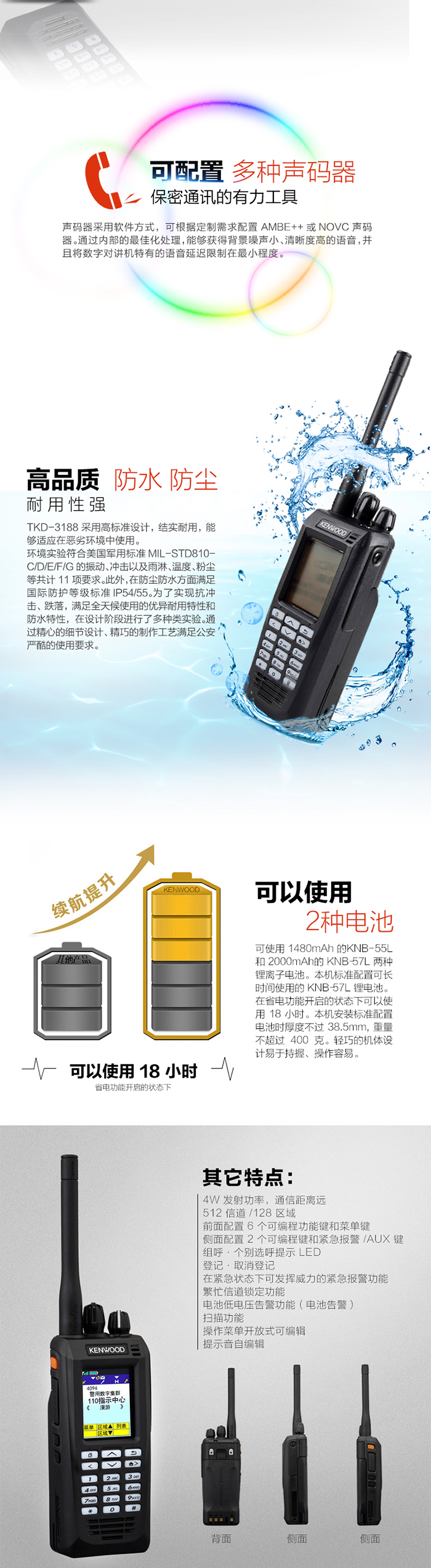 建伍TKD-3188对讲机功能 建伍TKD-3188对讲机功能