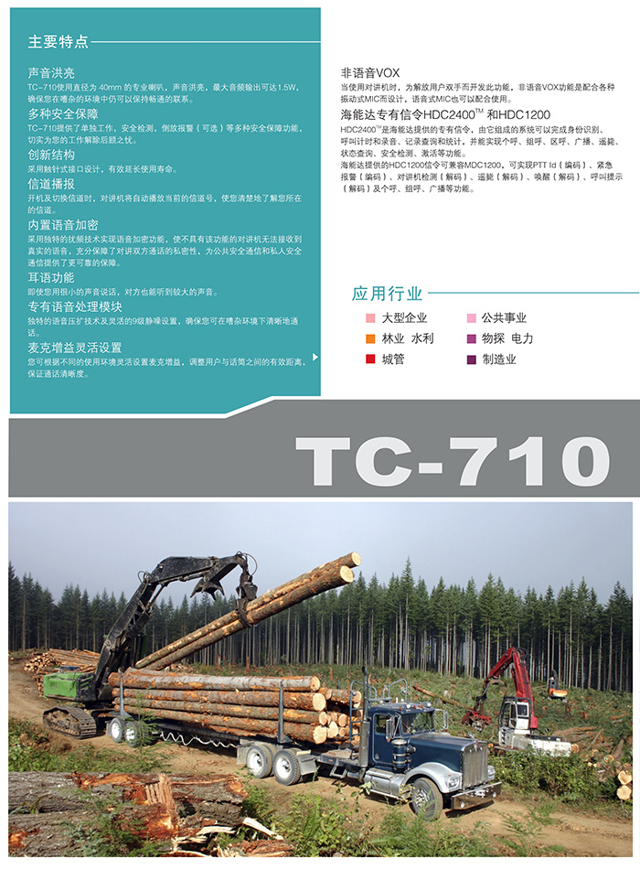 海能达TC-710专业无线对讲机主要特点