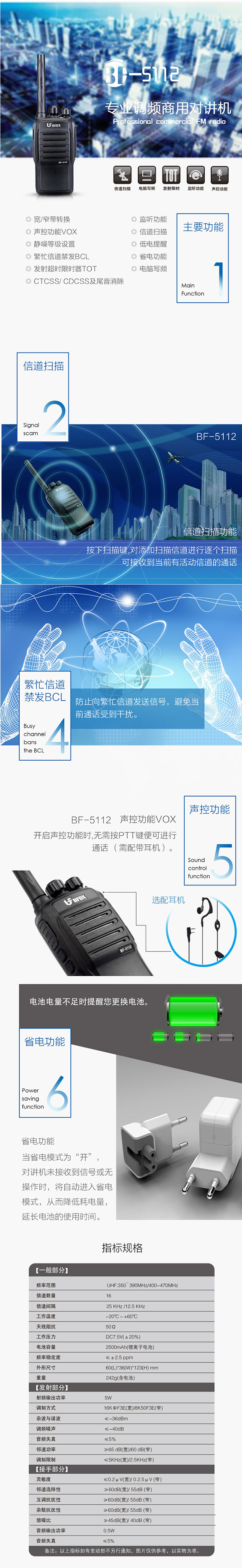 北峰BF-5112专业调频对讲机