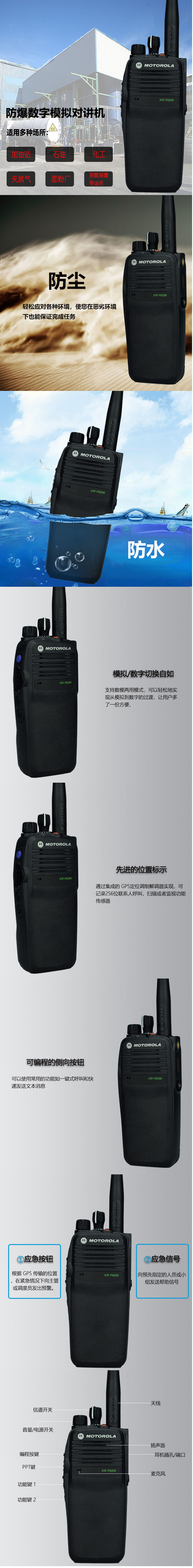 摩托罗拉P8208手持对讲机 摩托罗拉P8208手持对讲机